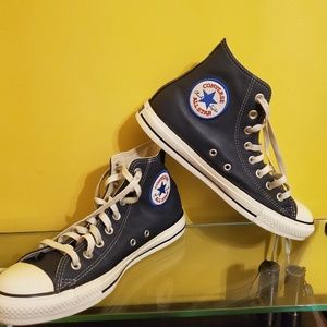 Navy blue leather Converse